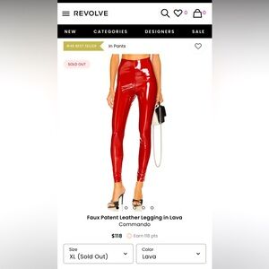 Commando NWT Lava Red Patent Leggings